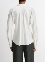 Silk Bias Long-Sleeve Blouse in Long Sleeve - OFF WHITE | VINCE Women