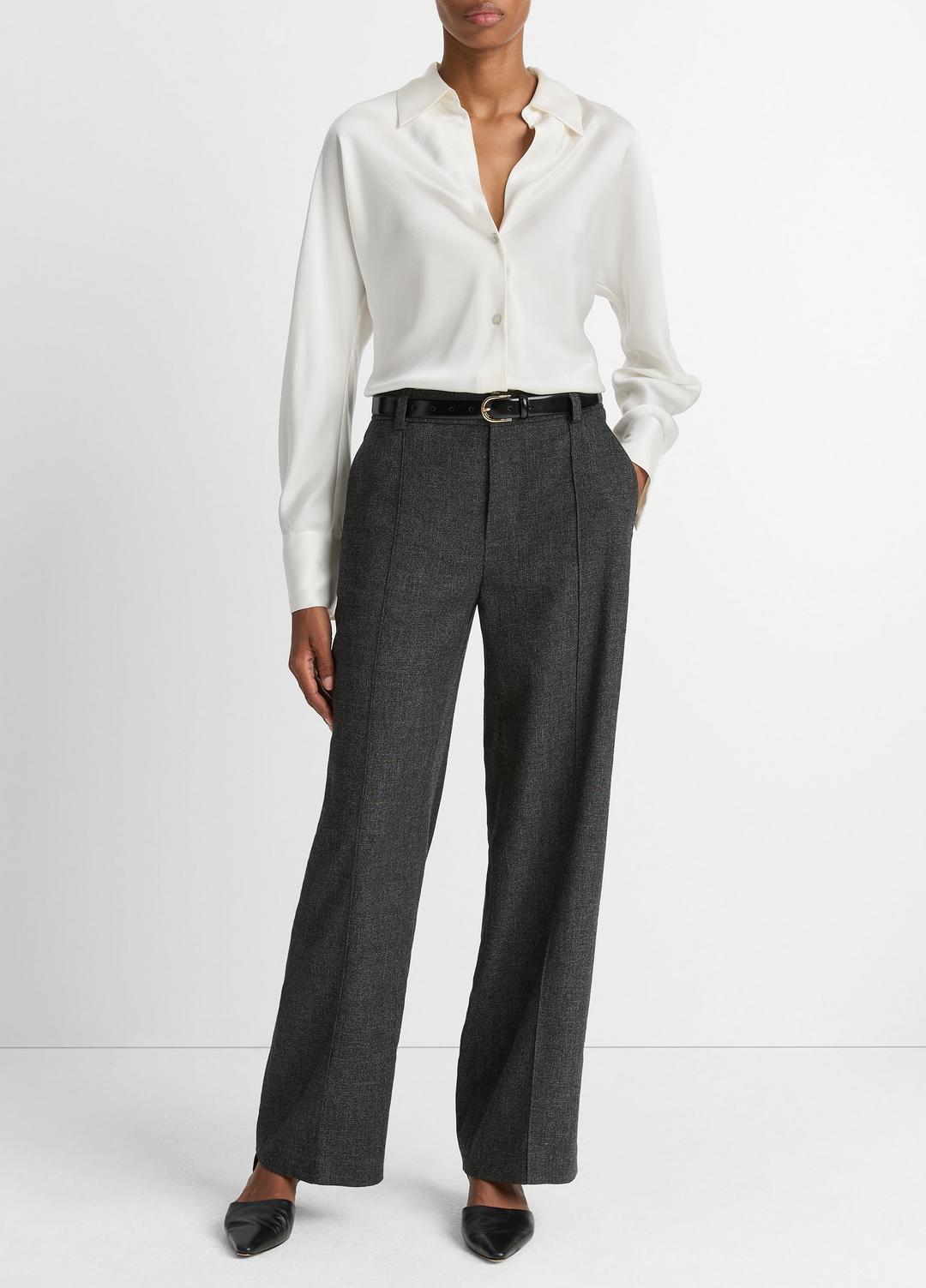 Silk Bias Long-Sleeve Blouse in Long Sleeve - OFF WHITE | VINCE Women