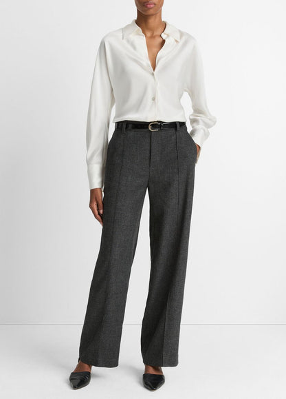 Silk Bias Long-Sleeve Blouse in Long Sleeve - OFF WHITE | VINCE Women
