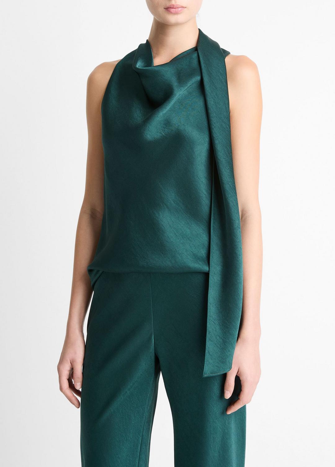 Satin Scarf Top in Tank Tops - JUNIPER | VINCE Women