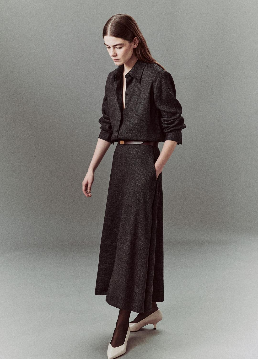 Italian Jaspe Relaxed Button-Front Shirt in Long Sleeve - MEDIUM HEATHER GREY | VINCE Women