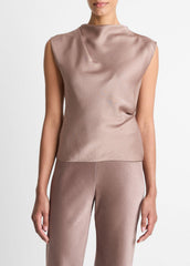 Satin Draped Cowl-Neck Top in Tank Tops - MAUVE LILAC | VINCE Women