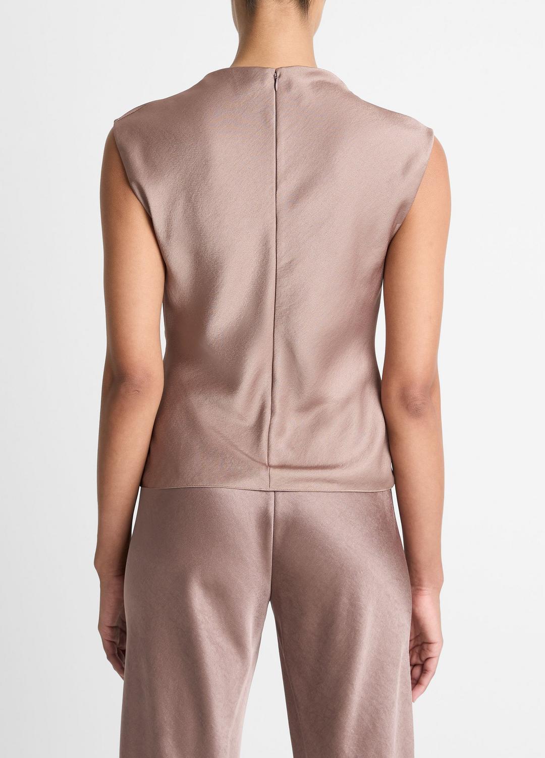 Satin Draped Cowl-Neck Top in Tank Tops - MAUVE LILAC | VINCE Women