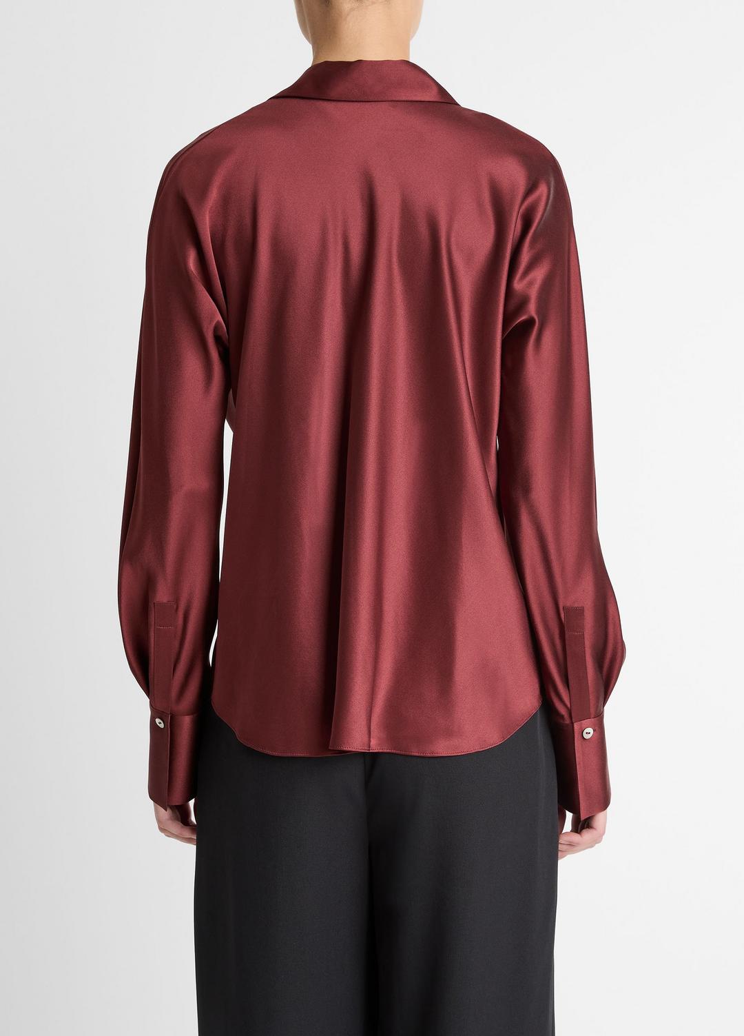 Silk Bias Long-Sleeve Blouse in Long Sleeve - BORDEAUX | VINCE Women