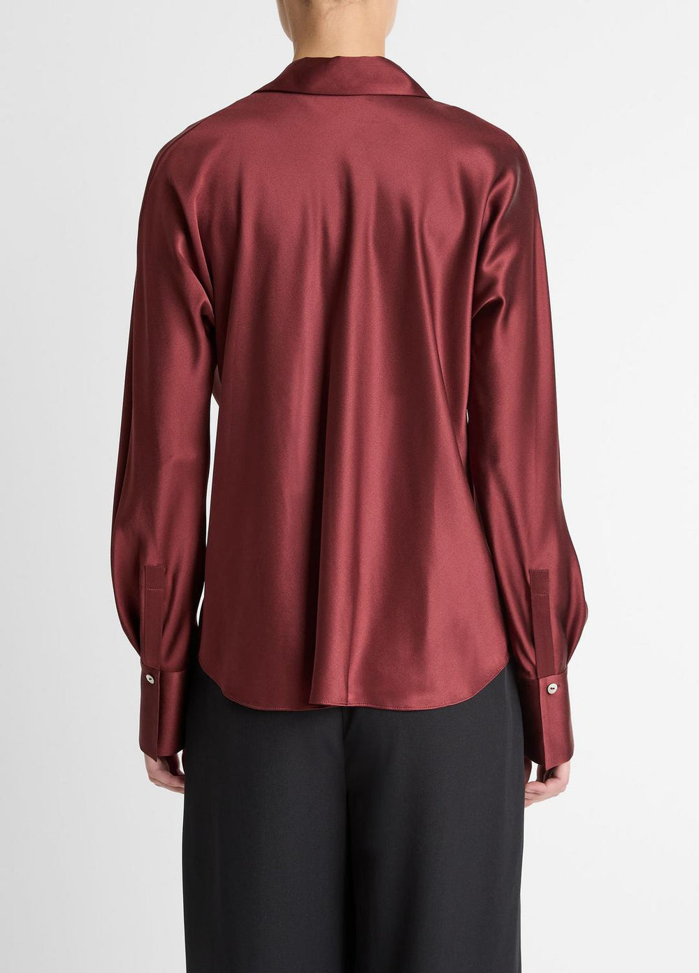 Silk Bias Long-Sleeve Blouse in Long Sleeve - BORDEAUX | VINCE Women