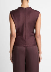 Satin Draped Cowl-Neck Top in Tank Tops - FIG | VINCE Women