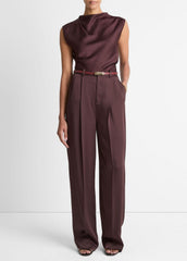 Satin Draped Cowl-Neck Top in Tank Tops - FIG | VINCE Women