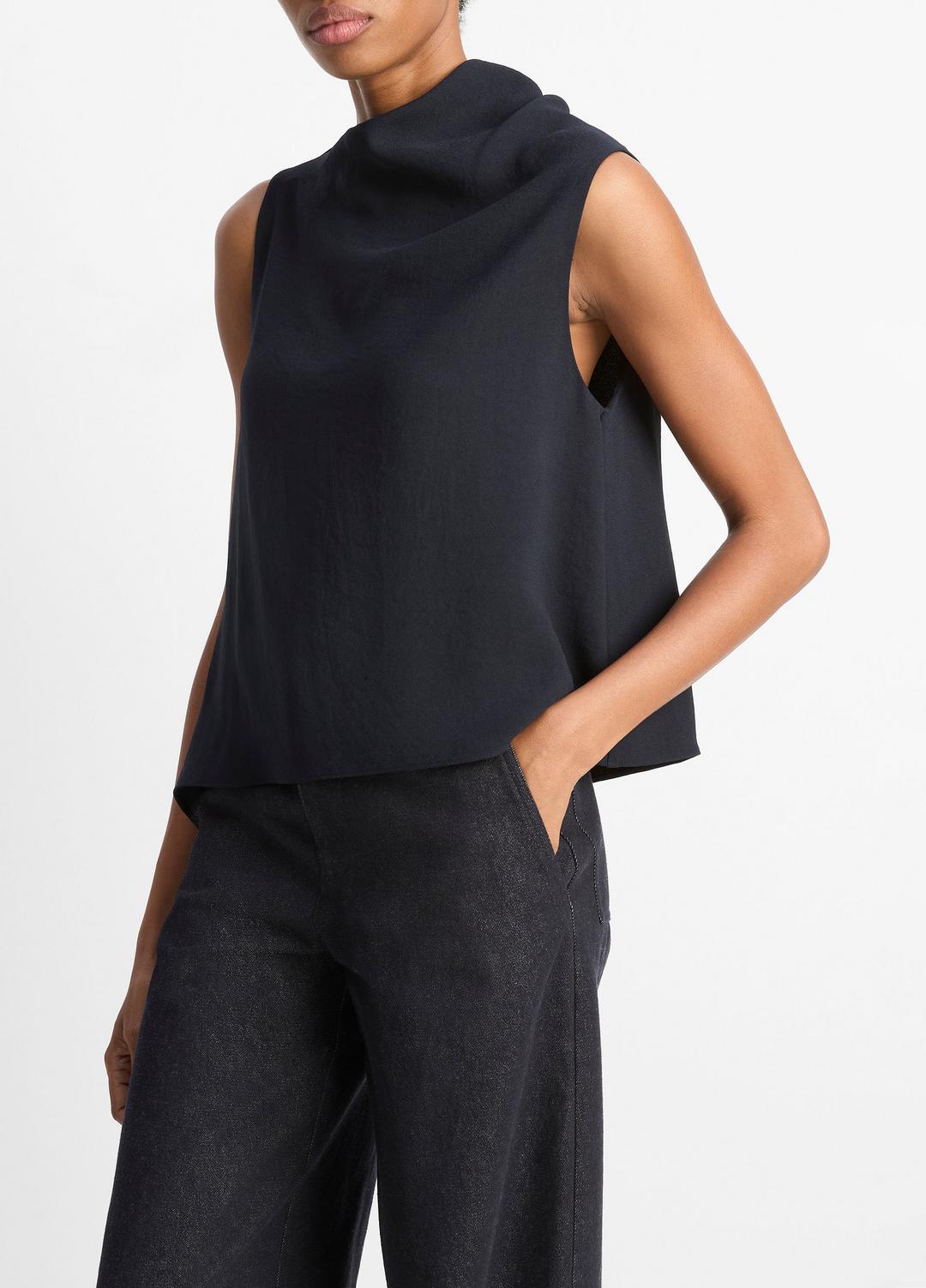 Asymmetrical Draped A-Line Top in Tank Tops - COASTAL BLUE | VINCE Women