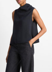 Asymmetrical Draped A-Line Top in Tank Tops - COASTAL BLUE | VINCE Women