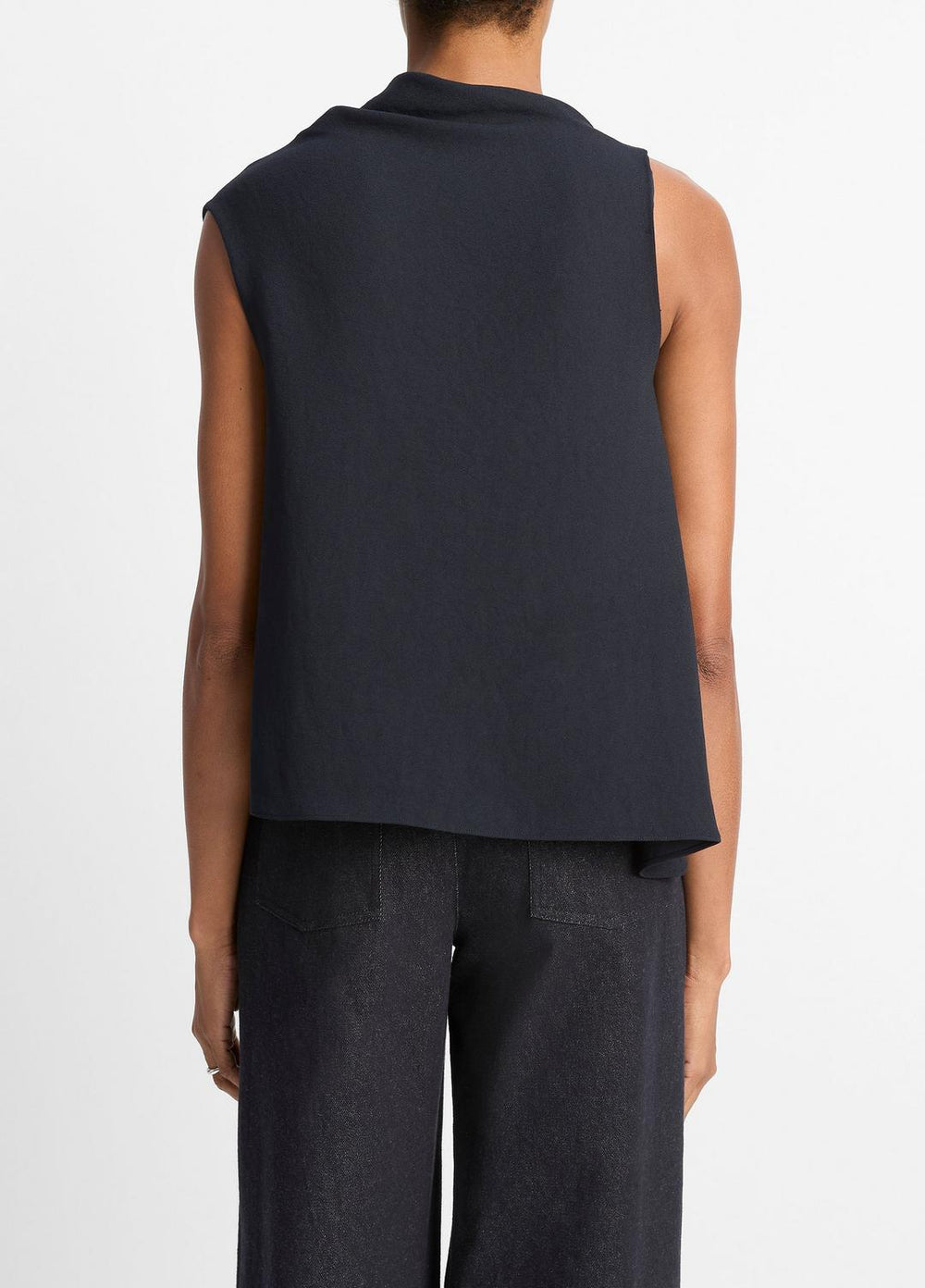 Asymmetrical Draped A-Line Top in Tank Tops - COASTAL BLUE | VINCE Women