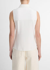 Sleeveless Button-Front Shirt in Short Sleeve - OFF WHITE | VINCE Women