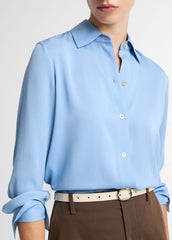 Stretch-Silk Button-Front Blouse in Long Sleeve - HYDRA | VINCE Women