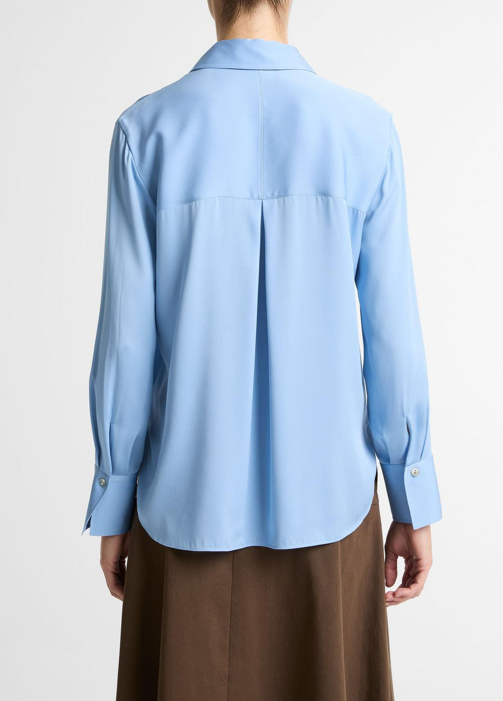 Stretch-Silk Button-Front Blouse in Long Sleeve - HYDRA | VINCE Women