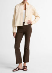 Cotton Cropped Button-Front Shirt  in Long Sleeve - ECRU | VINCE Women