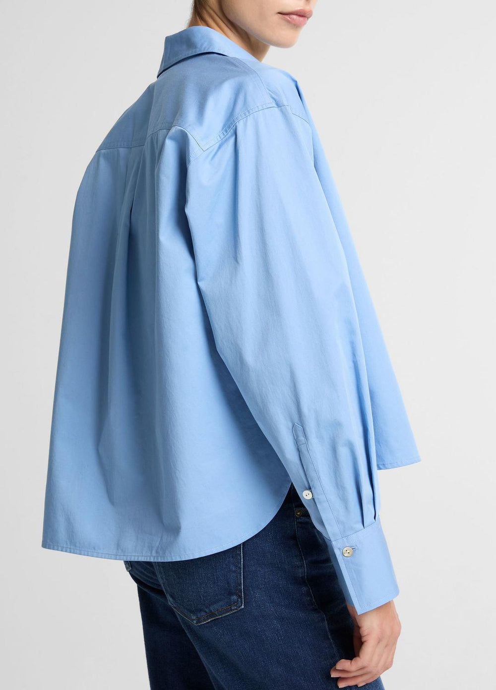 Cotton Cropped Button-Front Shirt  in Long Sleeve - HYDRA | VINCE Women