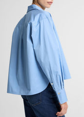 Cotton Cropped Button-Front Shirt  in Long Sleeve - HYDRA | VINCE Women