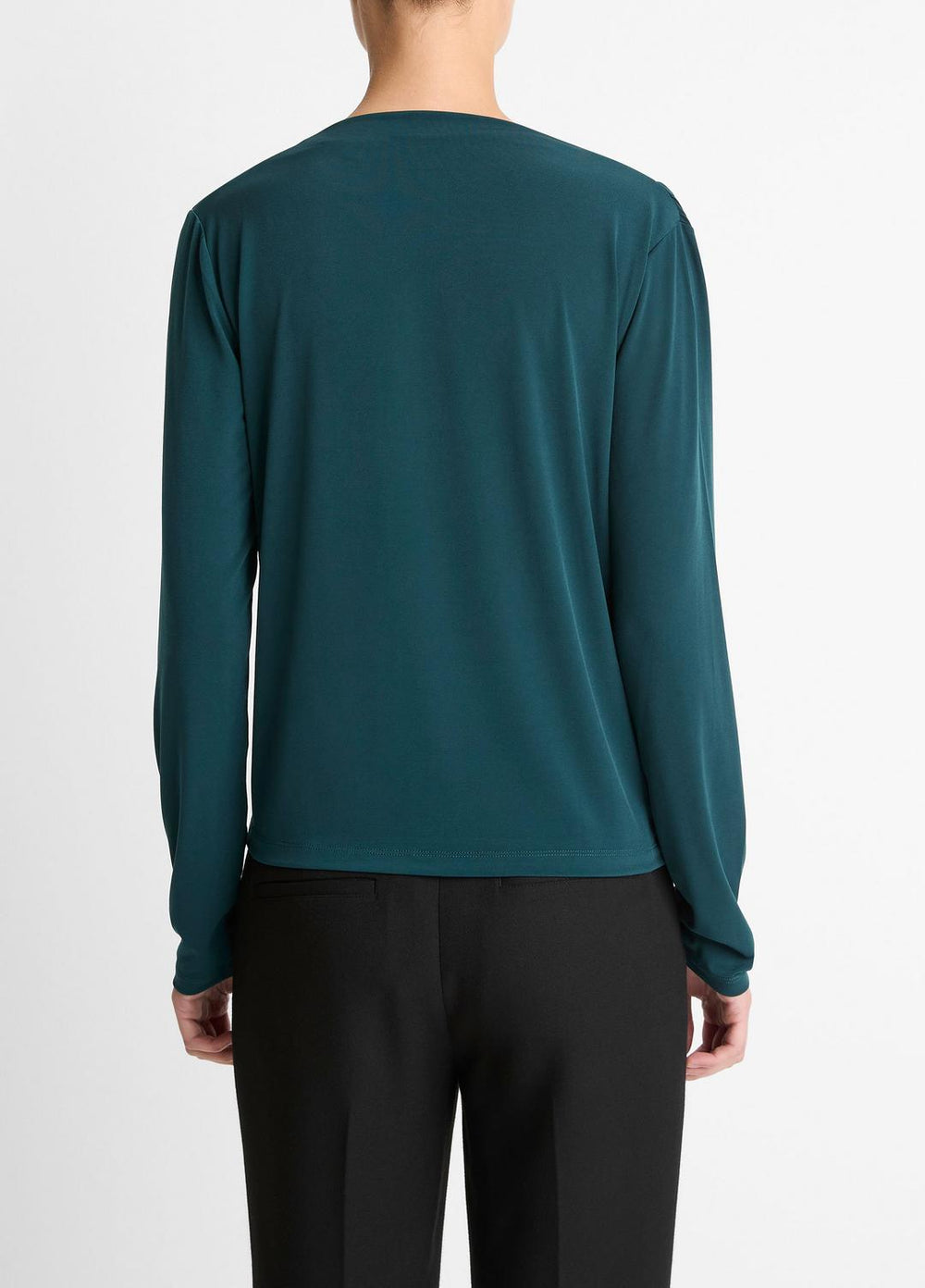 Matte Jersey Cowl-Neck Top in Long Sleeve - JUNIPER | VINCE Women