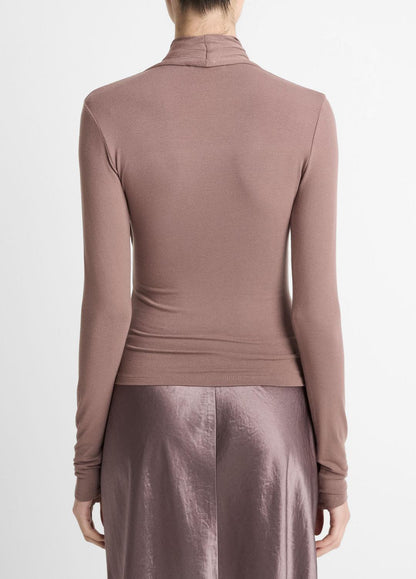 Fixed Wrap Long-Sleeve Top in Long Sleeve - SMOKY BERRY | VINCE Women