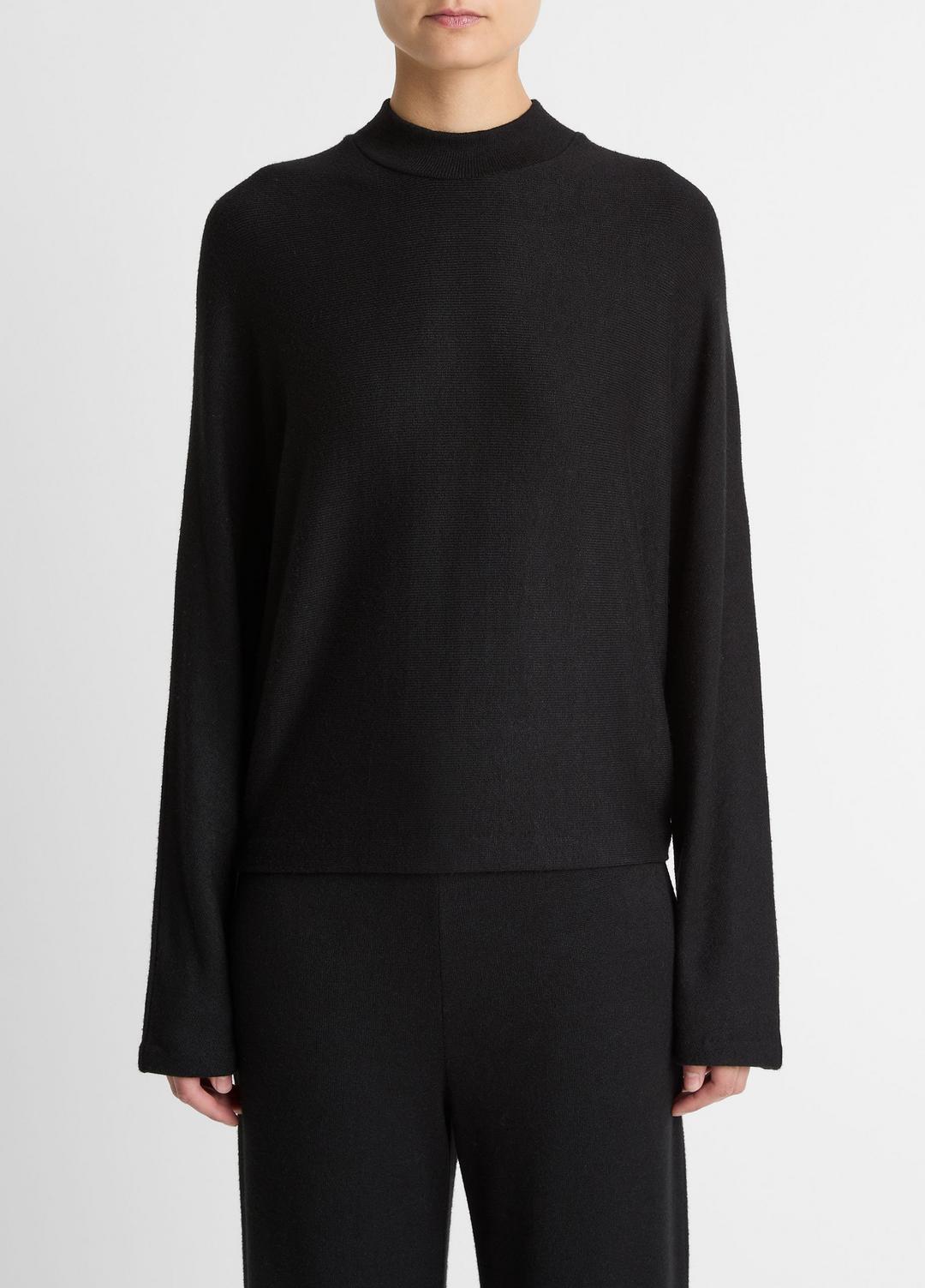 Cozy Dolman-Sleeve Mock-Neck Top in Long Sleeve - BLACK | VINCE Women