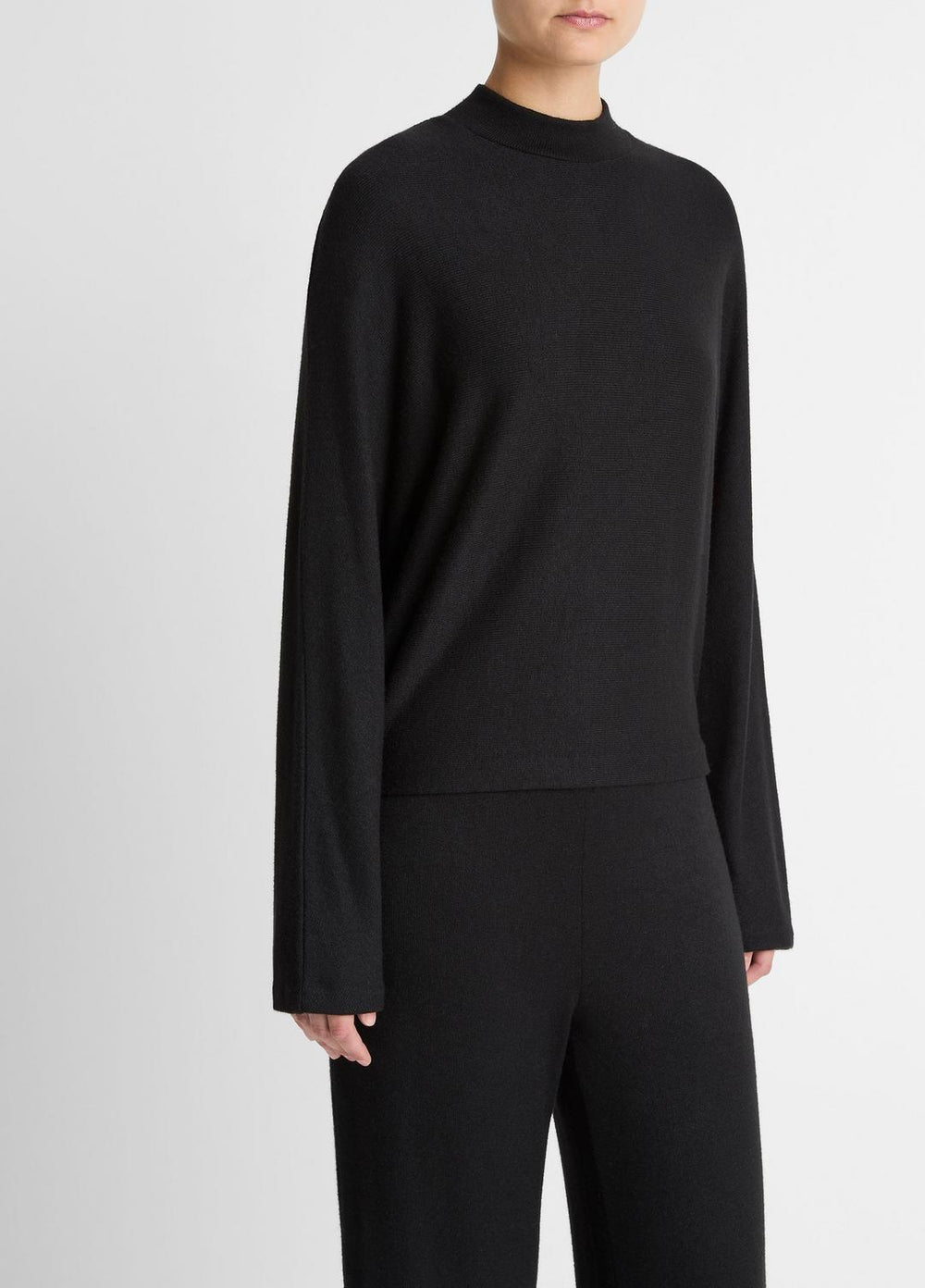 Cozy Dolman-Sleeve Mock-Neck Top in Long Sleeve - BLACK | VINCE Women