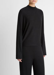 Cozy Dolman-Sleeve Mock-Neck Top in Long Sleeve - BLACK | VINCE Women