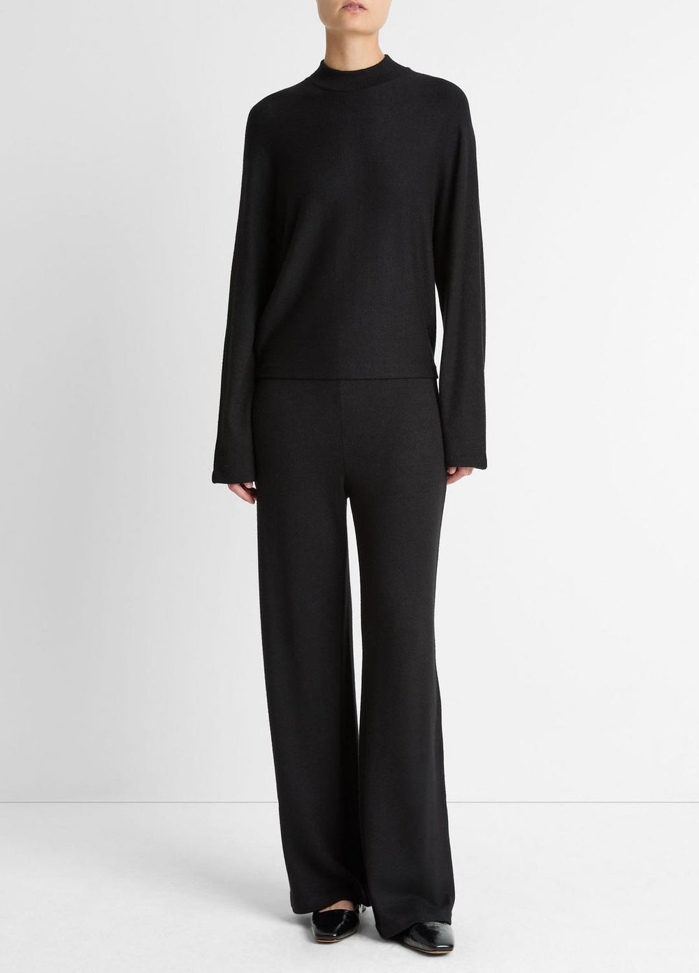Cozy Dolman-Sleeve Mock-Neck Top in Long Sleeve - BLACK | VINCE Women