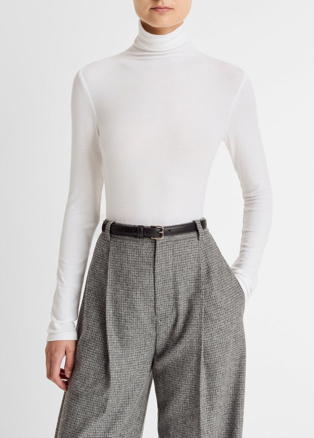 Essential Long-Sleeve Turtleneck Top in Long Sleeve - OFF WHITE | VINCE Women
