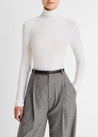 Essential Long-Sleeve Turtleneck Top in Long Sleeve - OFF WHITE | VINCE Women