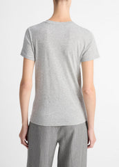 Essential Pima Cotton Crew Neck T-Shirt in Short Sleeve - HEATHER GREY | VINCE Women