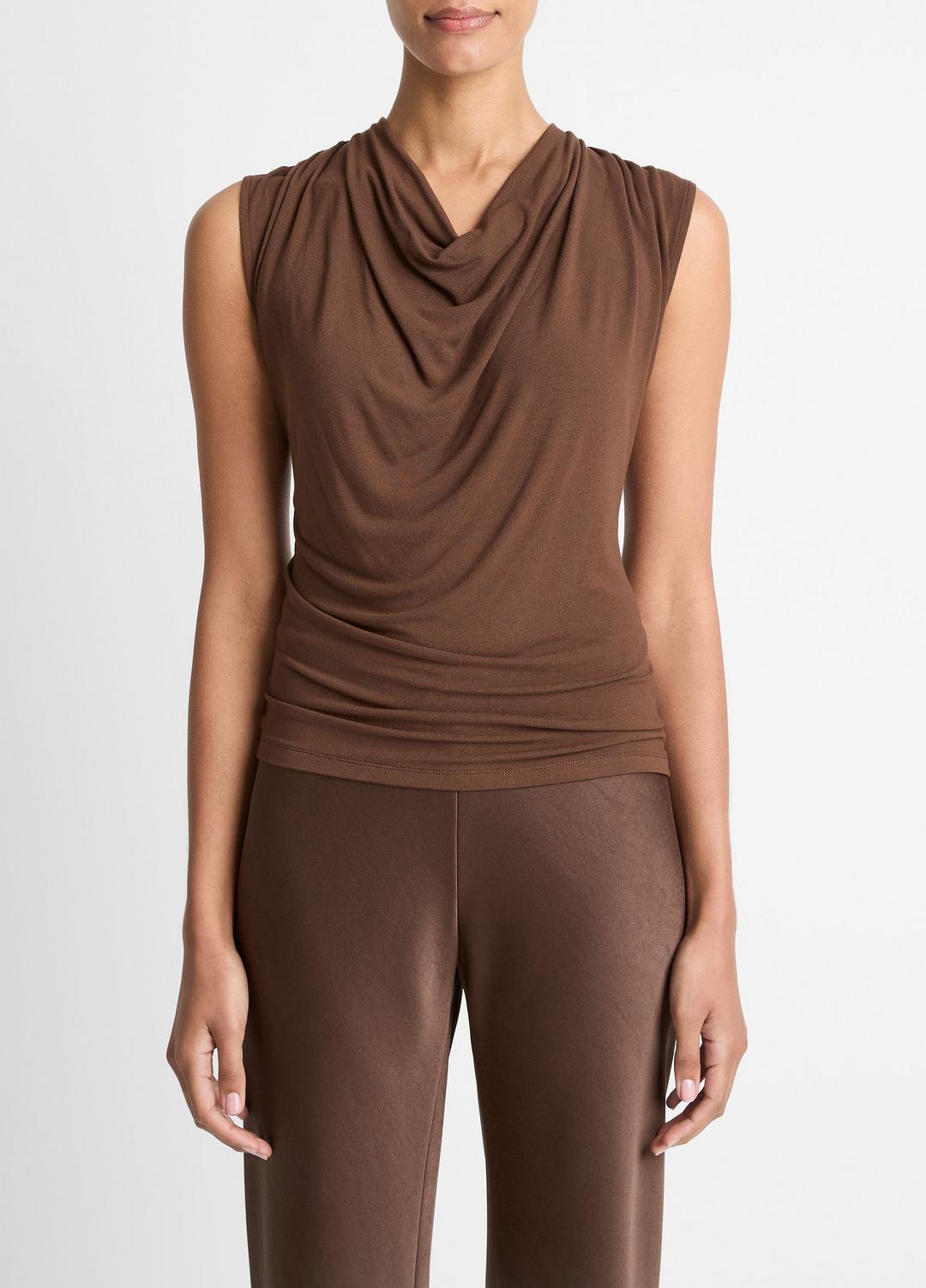 Jersey Draped Cowl-Neck Top in Tank Tops - ESPRESSO | VINCE Women