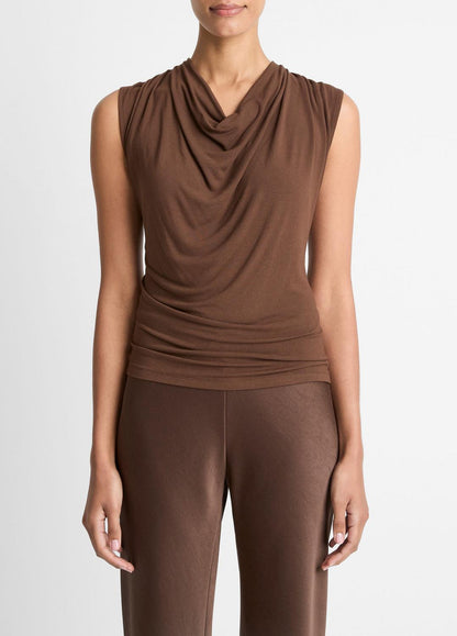 Jersey Draped Cowl-Neck Top in Tank Tops - ESPRESSO | VINCE Women