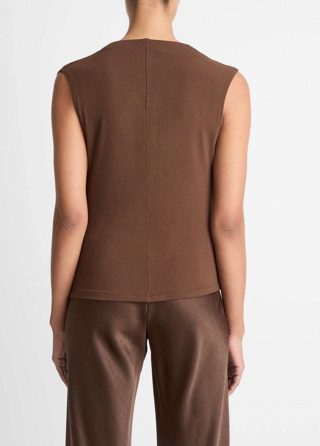 Jersey Draped Cowl-Neck Top in Tank Tops - ESPRESSO | VINCE Women