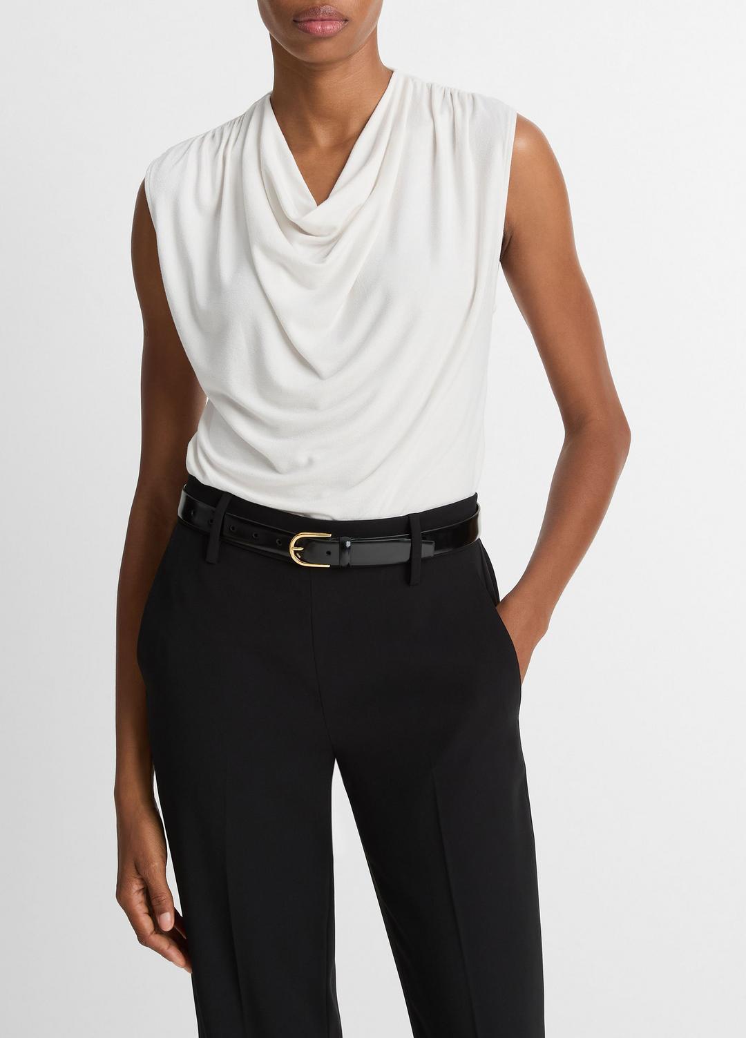 Jersey Draped Cowl-Neck Top in Tank Tops - GESSO | VINCE Women