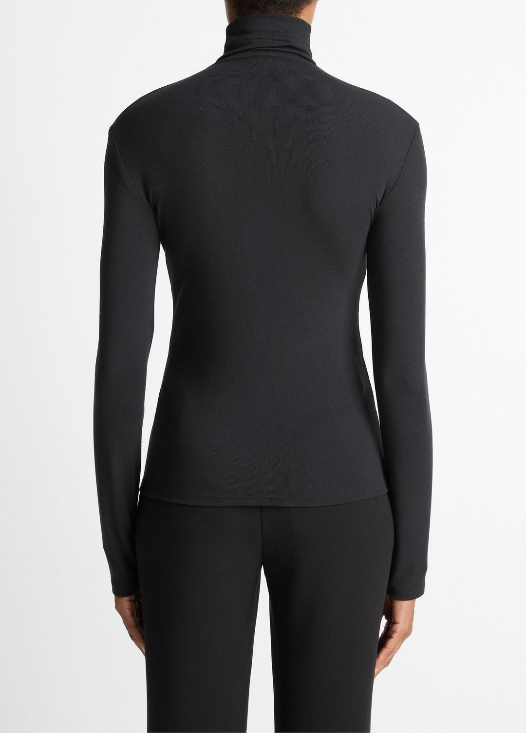 Essential Long-Sleeve Turtleneck Top in Long Sleeve - BLACK | VINCE Women