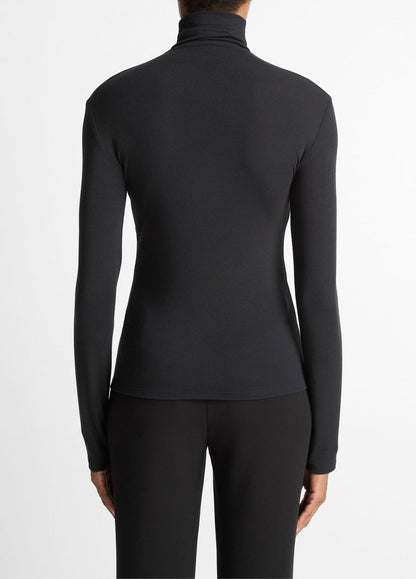 Essential Long-Sleeve Turtleneck Top in Long Sleeve - BLACK | VINCE Women