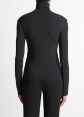 Essential Long-Sleeve Turtleneck Top in Long Sleeve - BLACK | VINCE Women