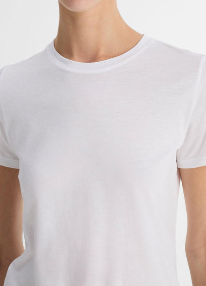Essential Pima Cotton Crew Neck T-Shirt in Short Sleeve - OPTIC WHITE | VINCE Women