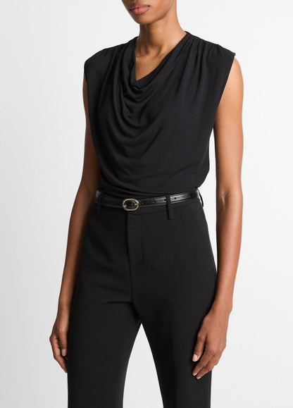 Jersey Draped Cowl-Neck Top in Tank Tops - BLACK | VINCE Women