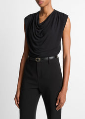 Jersey Draped Cowl-Neck Top in Tank Tops - BLACK | VINCE Women