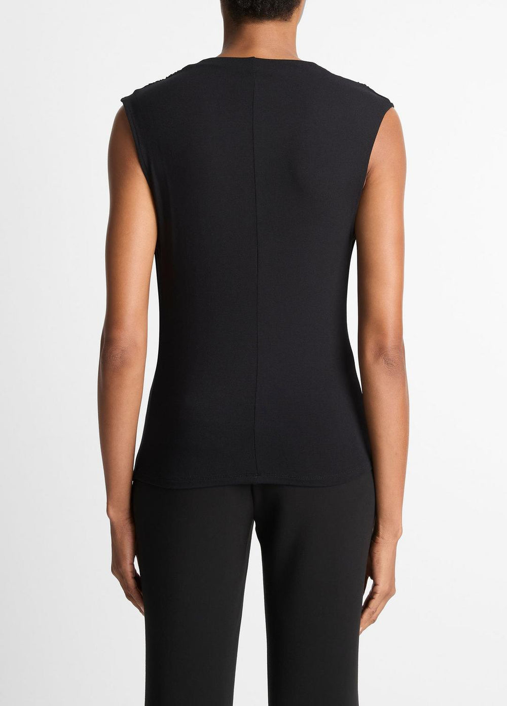 Jersey Draped Cowl-Neck Top in Tank Tops - BLACK | VINCE Women