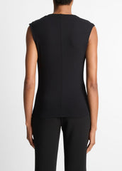 Jersey Draped Cowl-Neck Top in Tank Tops - BLACK | VINCE Women