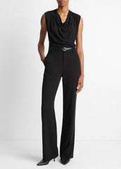Jersey Draped Cowl-Neck Top in Tank Tops - BLACK | VINCE Women