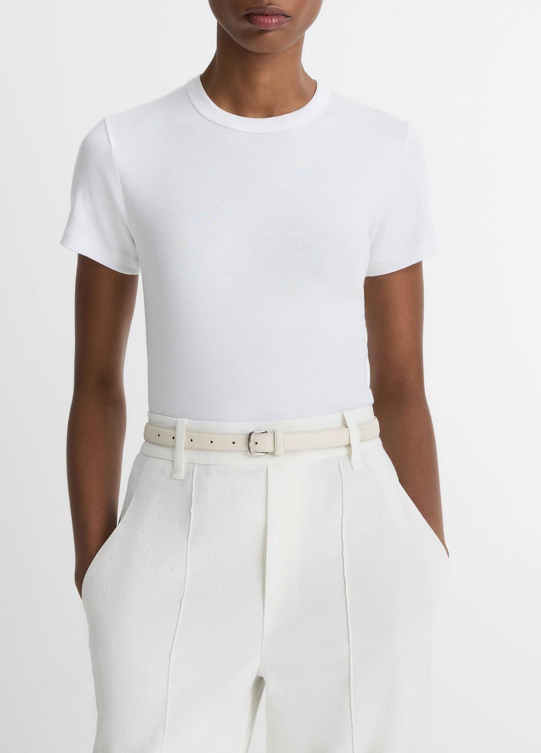 Pima Cotton-Blend '90s Shrunken T-Shirt in Short Sleeve - OPTIC WHITE | VINCE Women