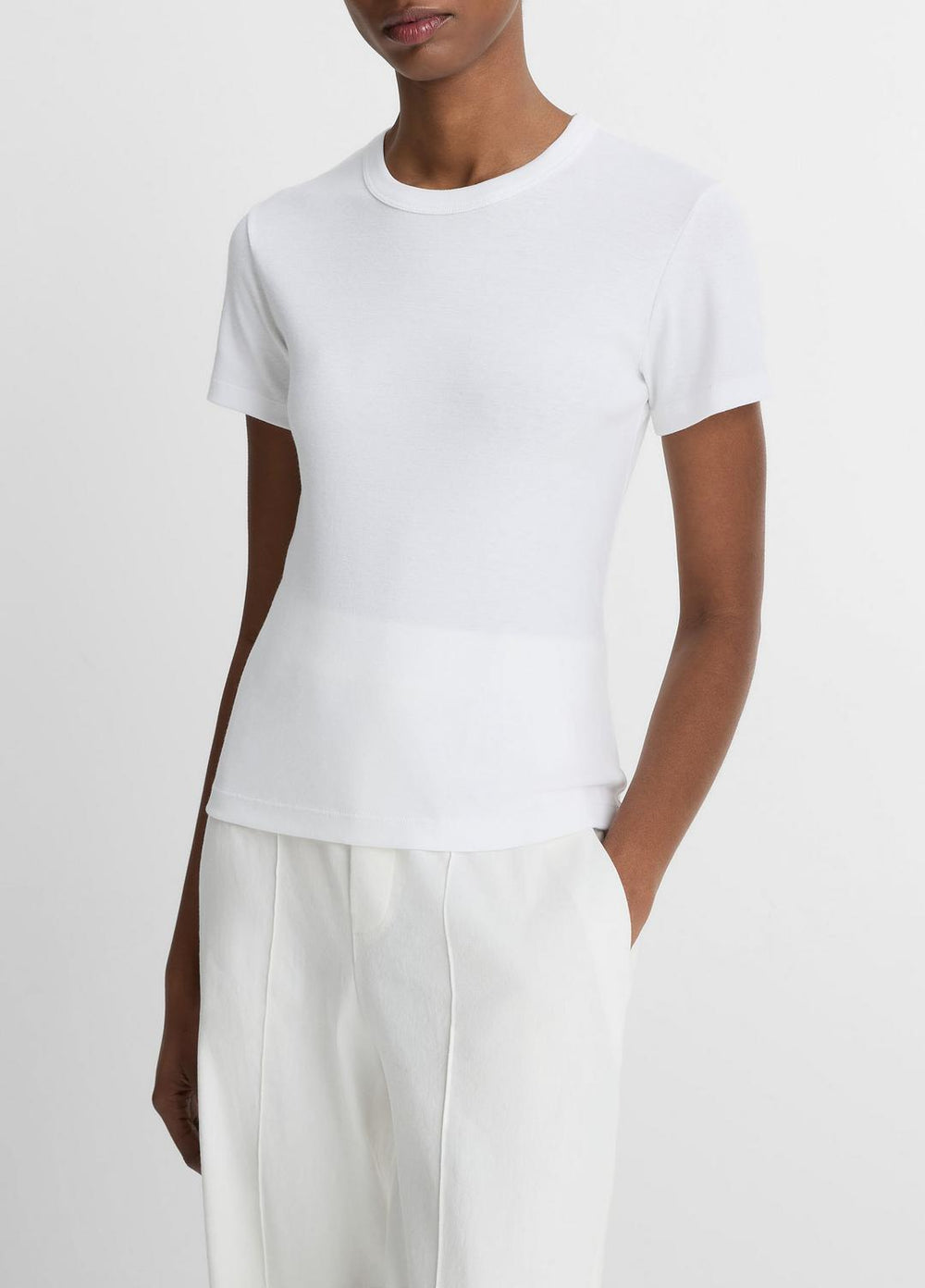 Pima Cotton-Blend '90s Shrunken T-Shirt in Short Sleeve - OPTIC WHITE | VINCE Women