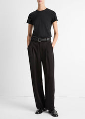 Essential Pima Cotton Crew Neck T-Shirt in Short Sleeve - BLACK | VINCE Women