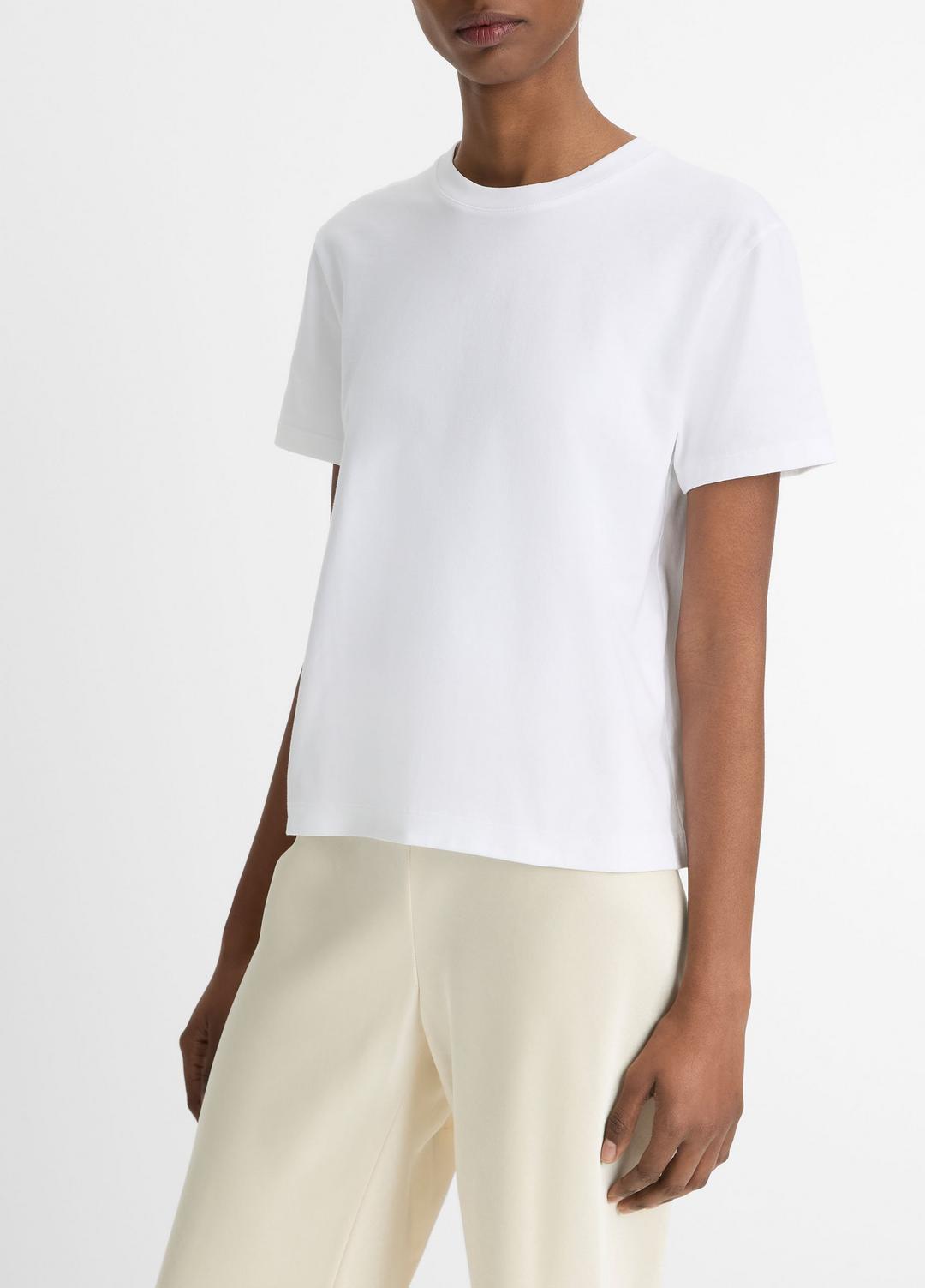 Pima Cotton Crew Neck T-Shirt in Short Sleeve - OPTIC WHITE | VINCE Women