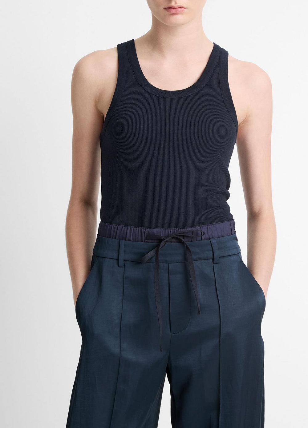 Ribbed Scoop-Neck Tank in Tank Tops - COASTAL BLUE | VINCE Women