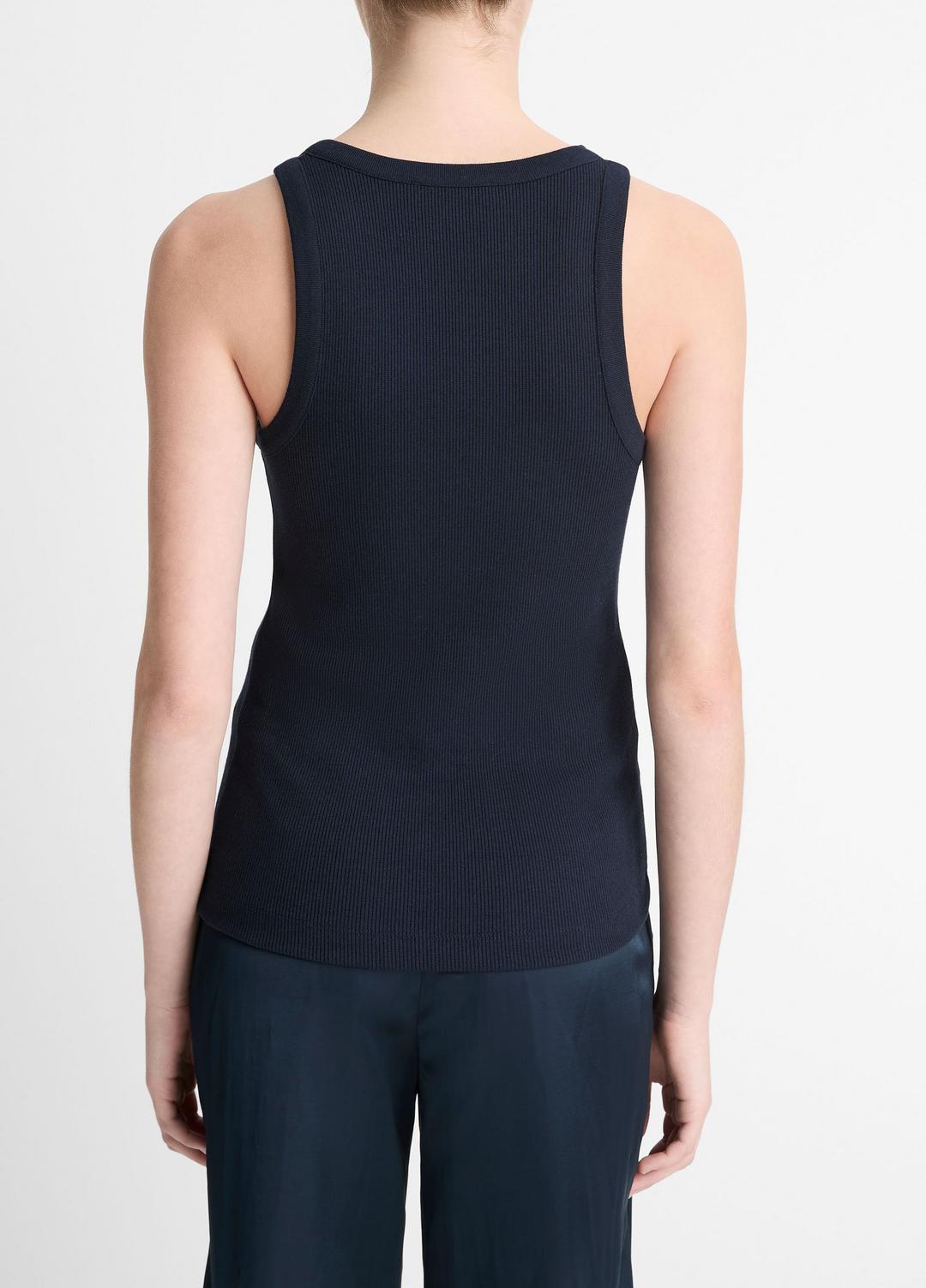 Ribbed Scoop-Neck Tank in Tank Tops - COASTAL BLUE | VINCE Women