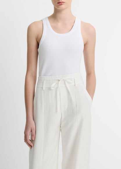 Ribbed Scoop-Neck Tank in Tank Tops - OPTIC WHITE | VINCE Women