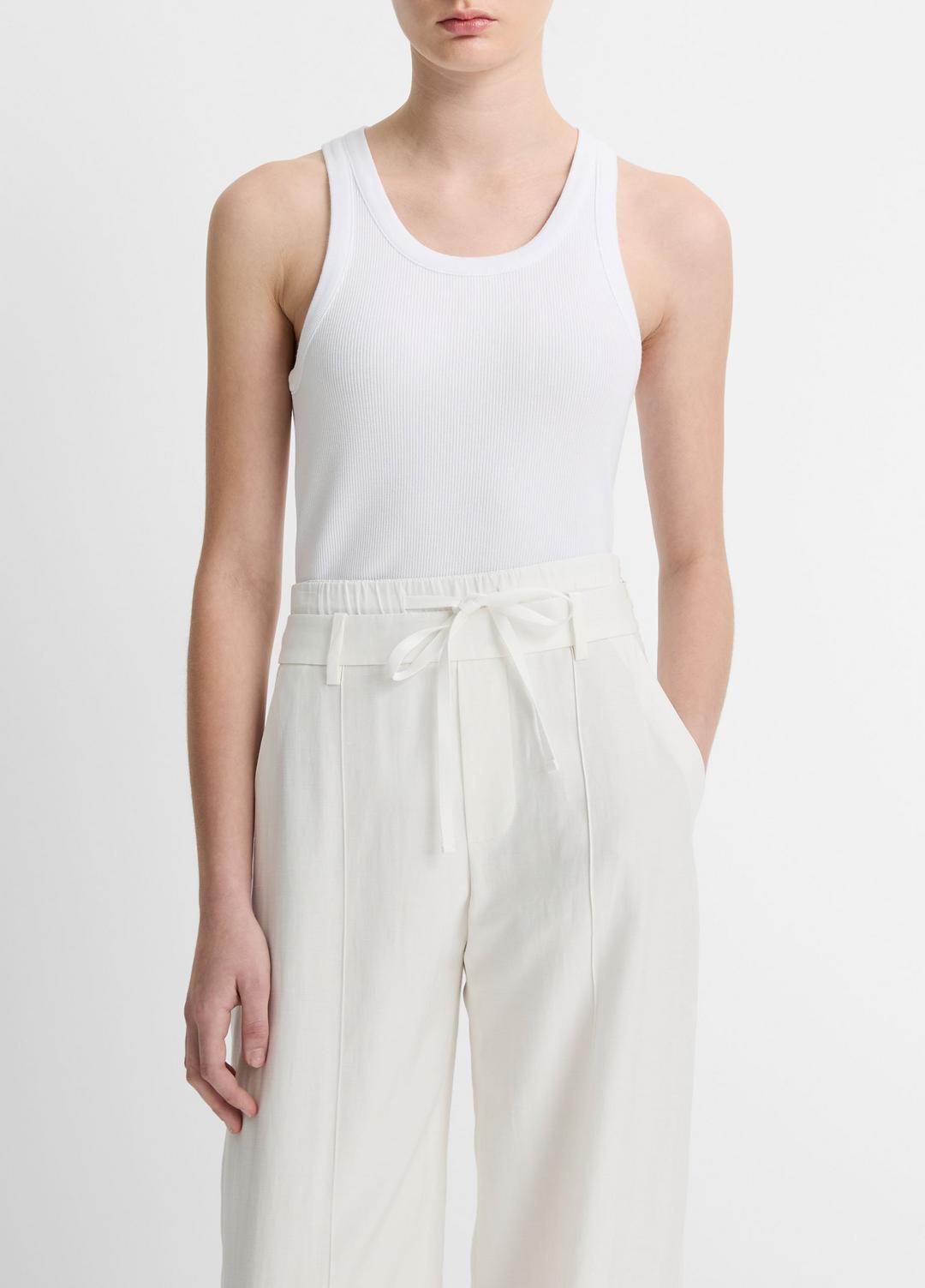 Ribbed Scoop-Neck Tank in Tank Tops - OPTIC WHITE | VINCE Women
